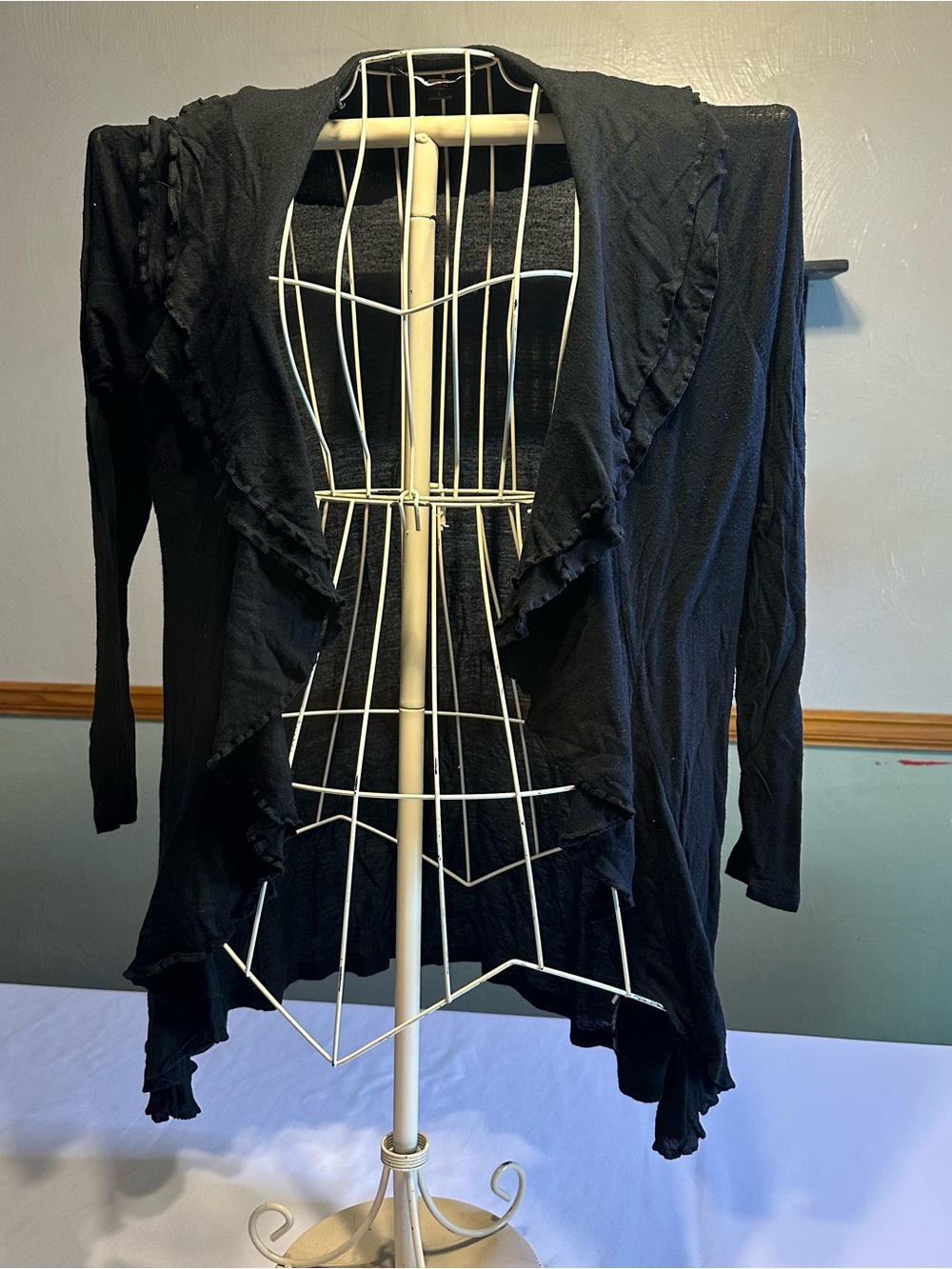 Black Draped Open Cardigan by Fever